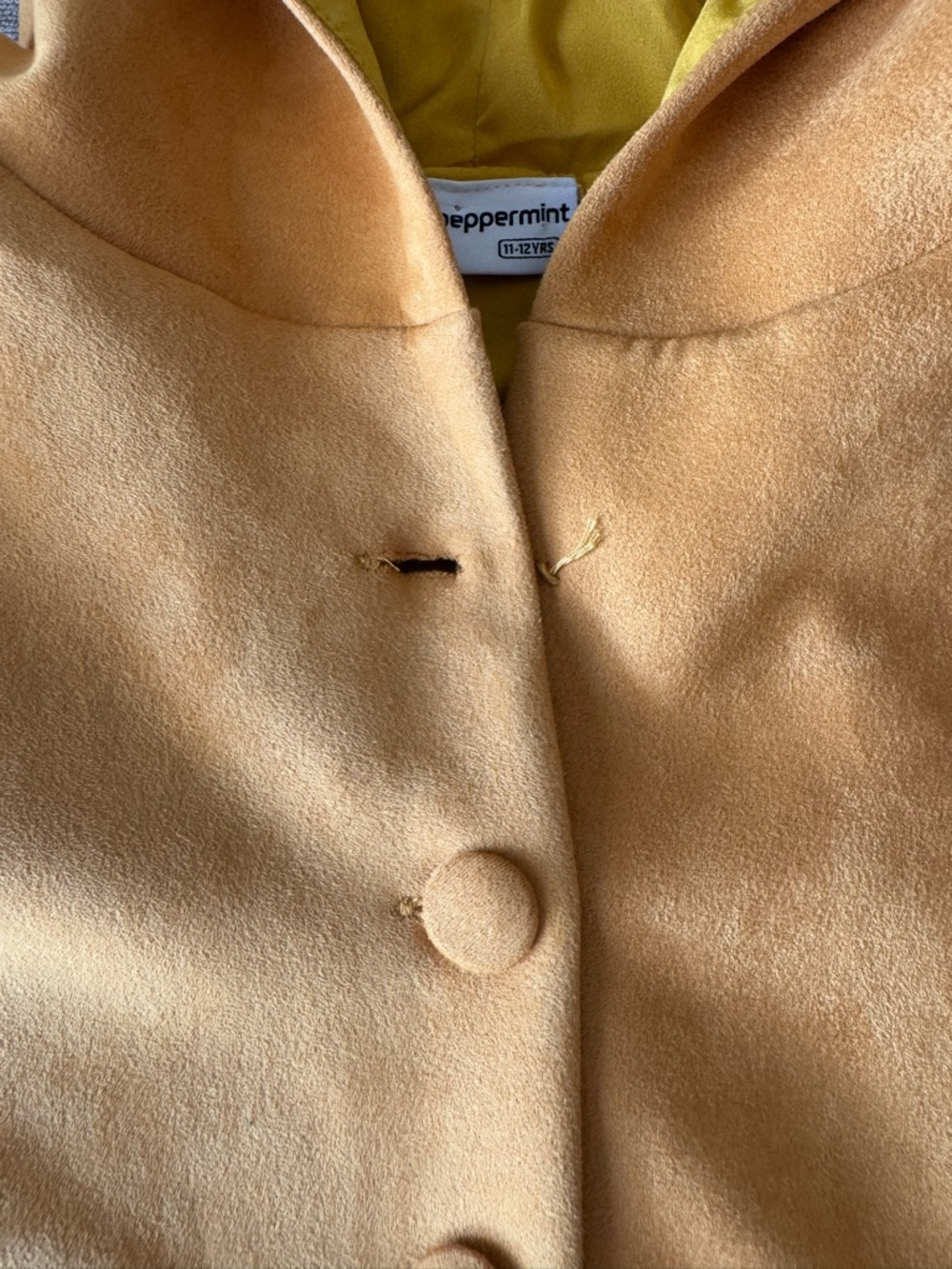 Peppermint Girls Mustard Hooded Shrug Cape Coat Poncho 11-12Y Button Front Boho - Picture 9 of 9